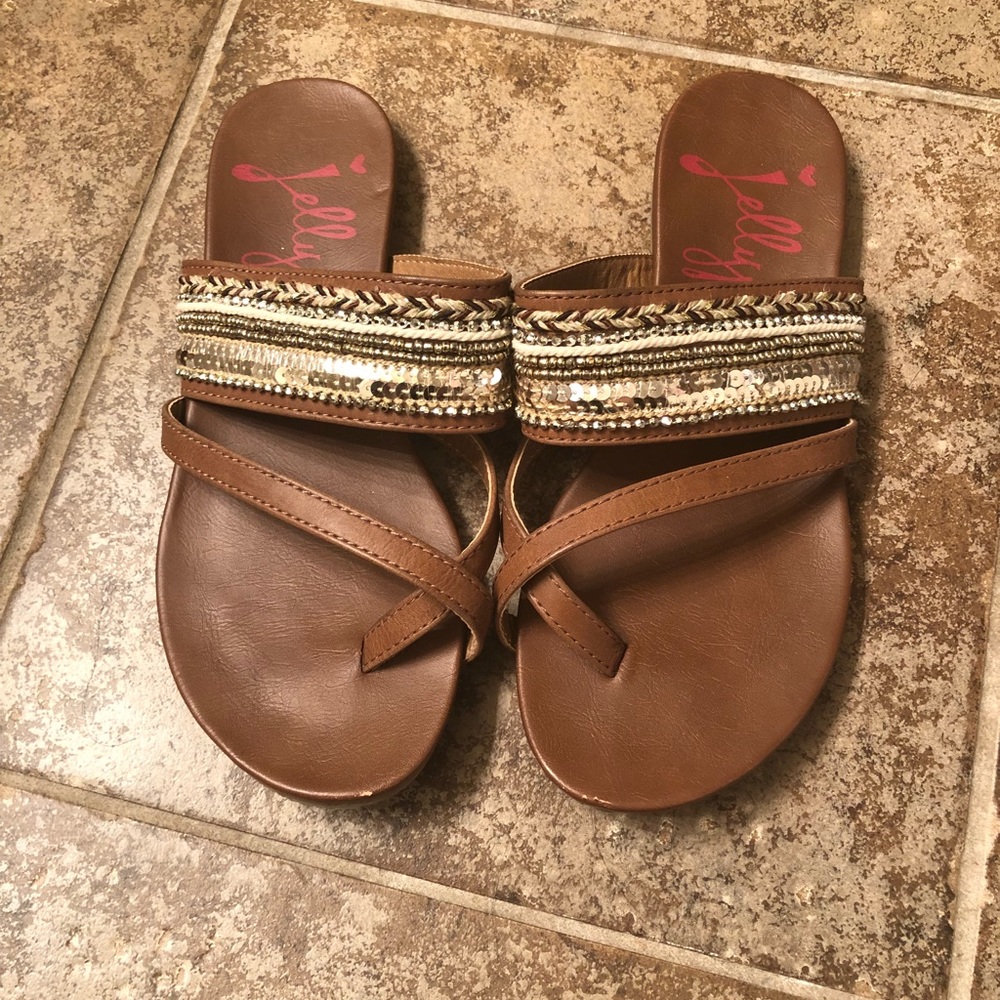 SEQUIN BEADED TRAVEL VACATION SANDALS
